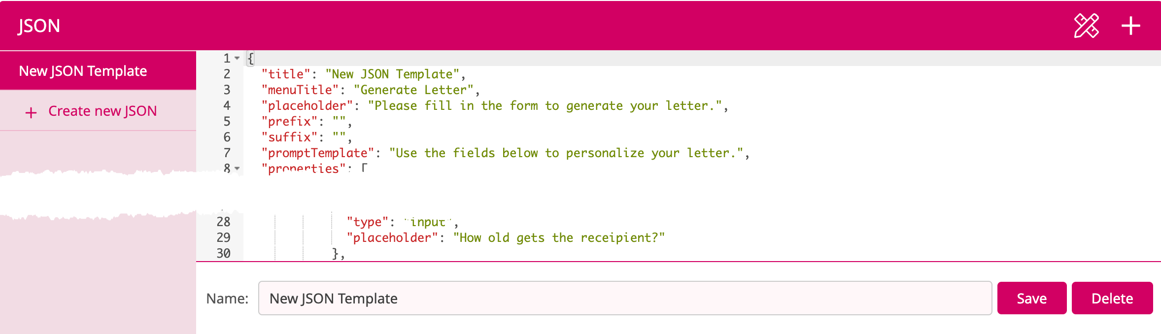 Default Printess JSON