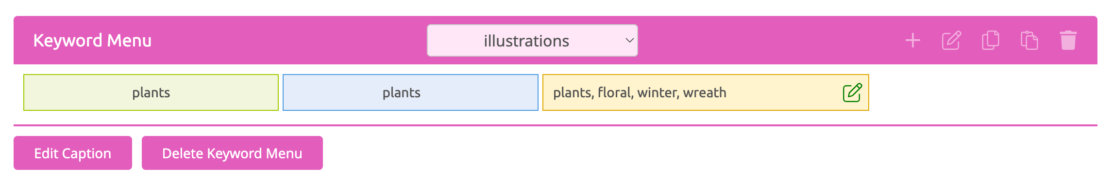 Incomplete Keyword Menu