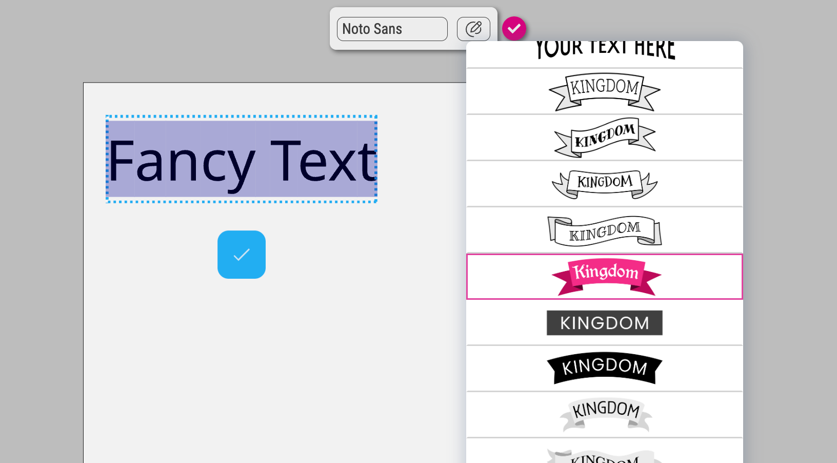 Text Sticker Snippets Displayed