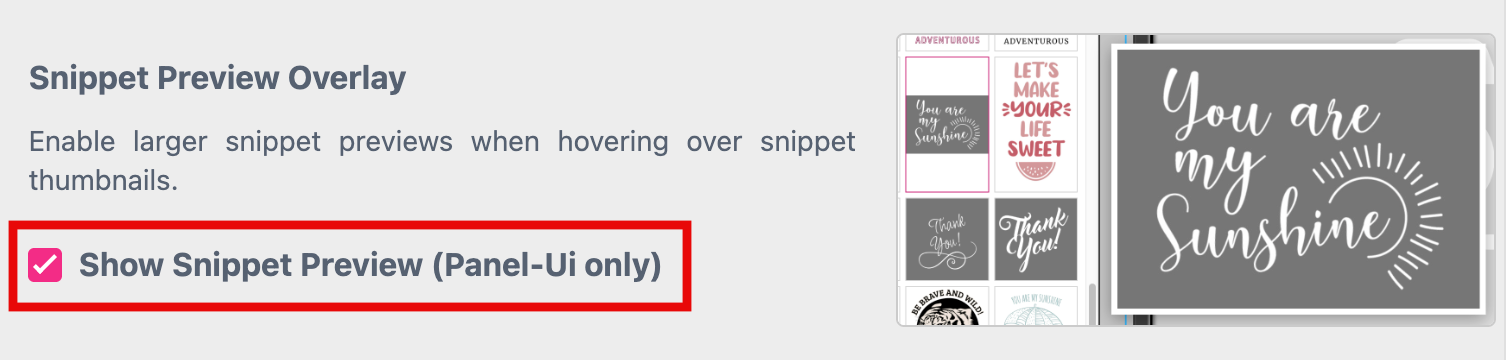 Layout Snippet Overlay