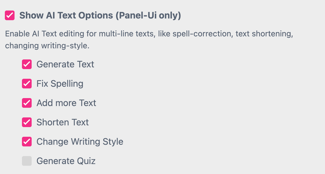 Select AI Text Options