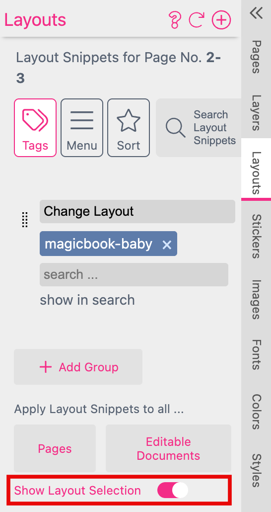 Show Layout Dialog At The Panel UI