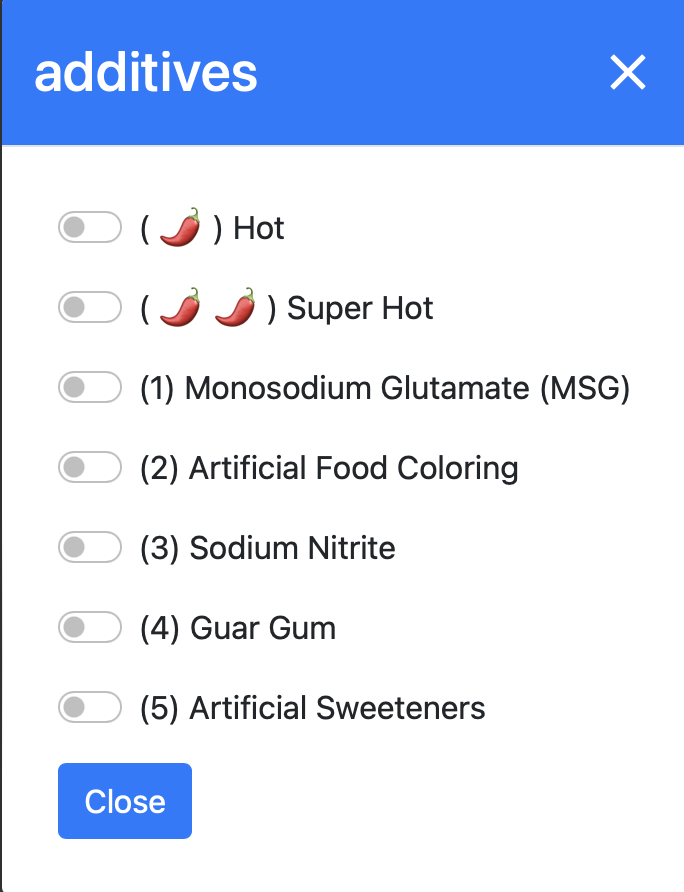 Additives Table Buyer Side