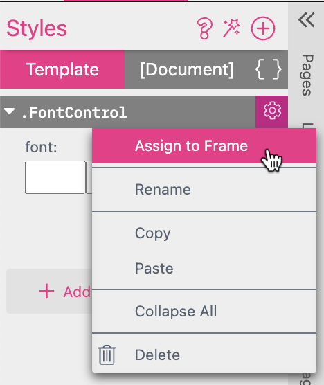 Assign Style To Frame