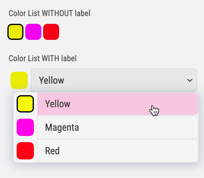 Color Patches Display Panel UI