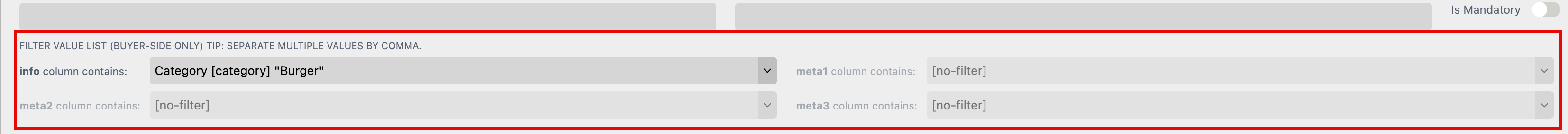 Columns Used For Filtering