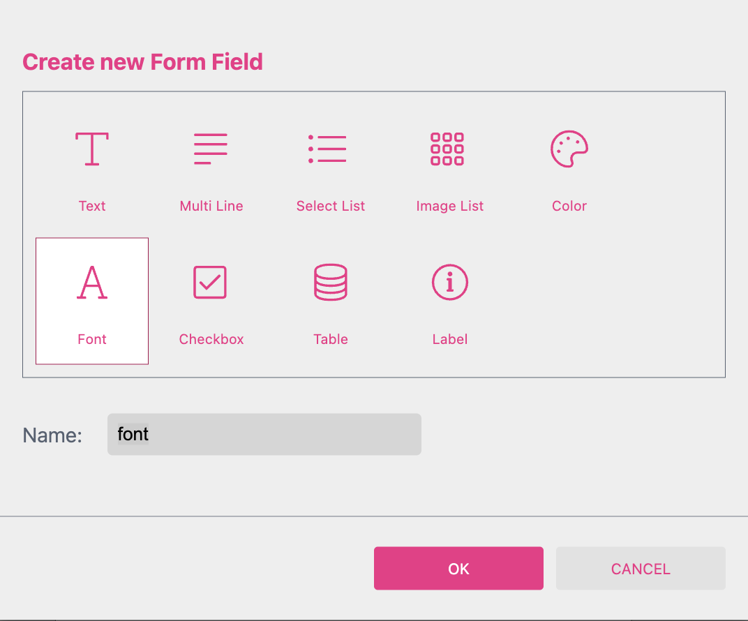 Add Font Form Field