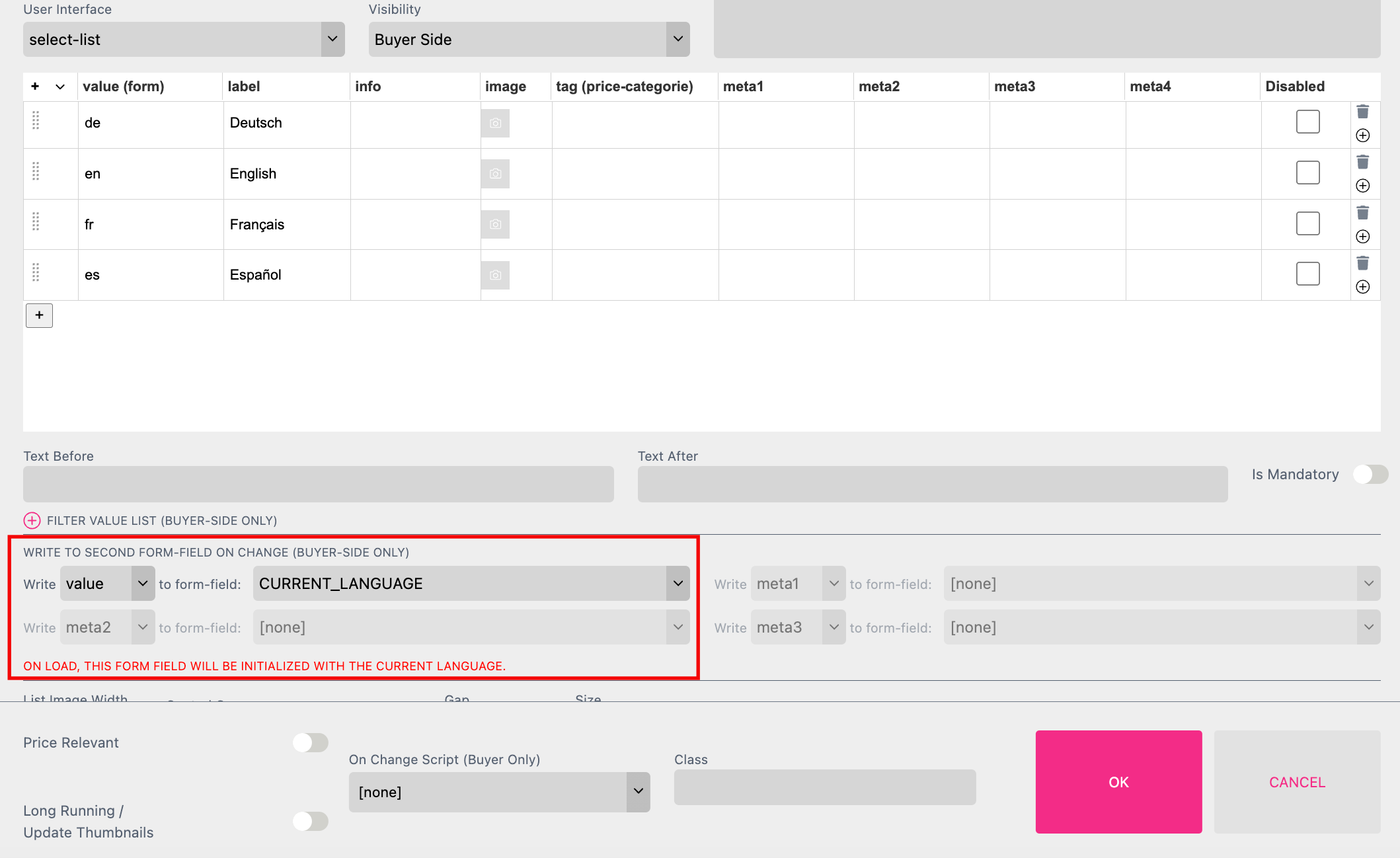 Language Select List