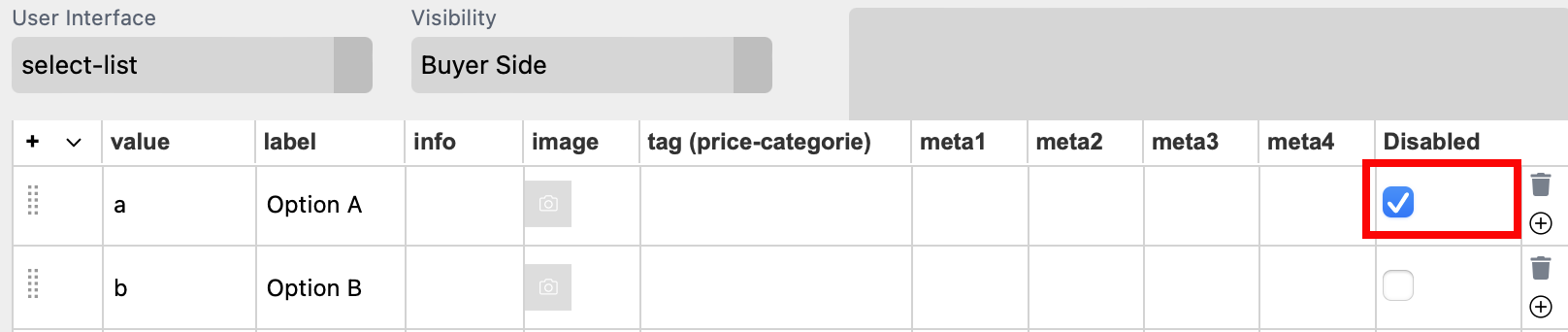 Form Field Disable Row