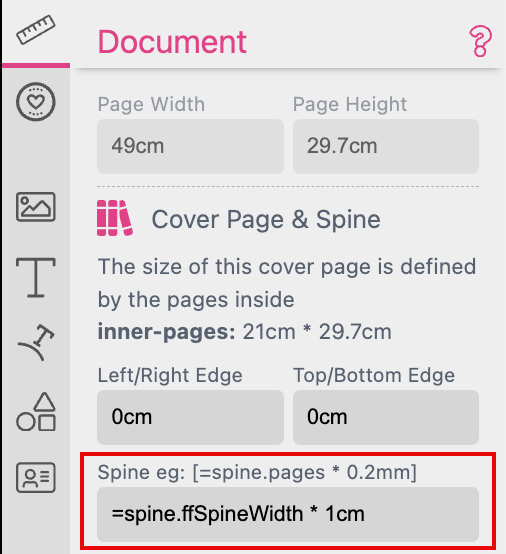 Length Field ffSpineWidth