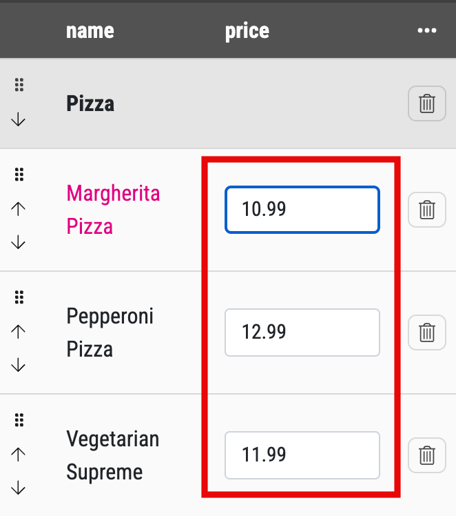 Table Form Field Inline Editing