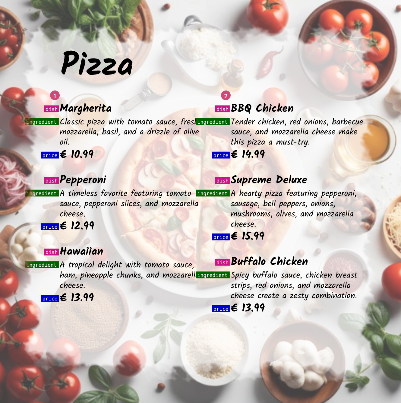 Page Break Menu Card Example2