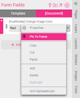 Pin to Form Field