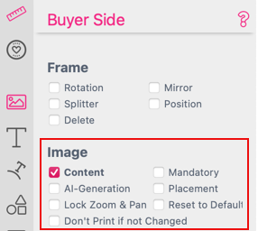 Buyer Side Image Settings with Content enabled