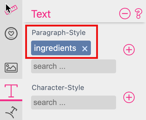Paragraph Style Selected