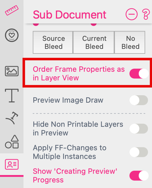 Order Frame Properties