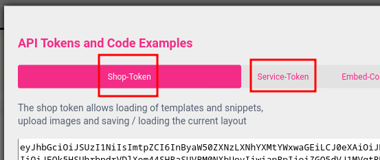 Screenshopt of the API- Tokens Dialog