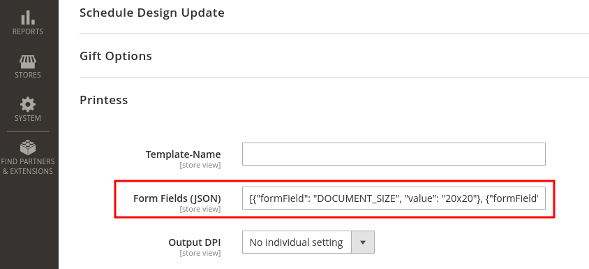 Screenshot of a configured form field mapping