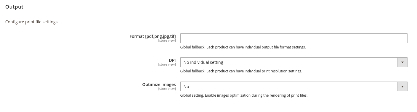 Screenshot of the plugin output configuration