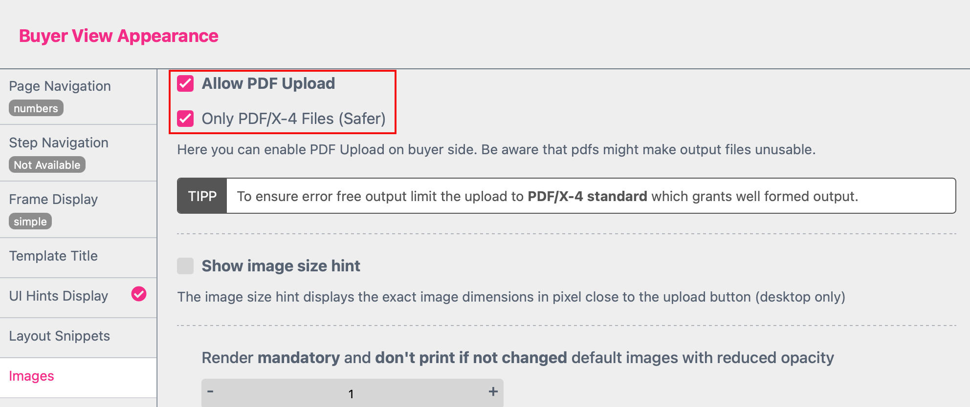 Buyer Settings PDF Upload