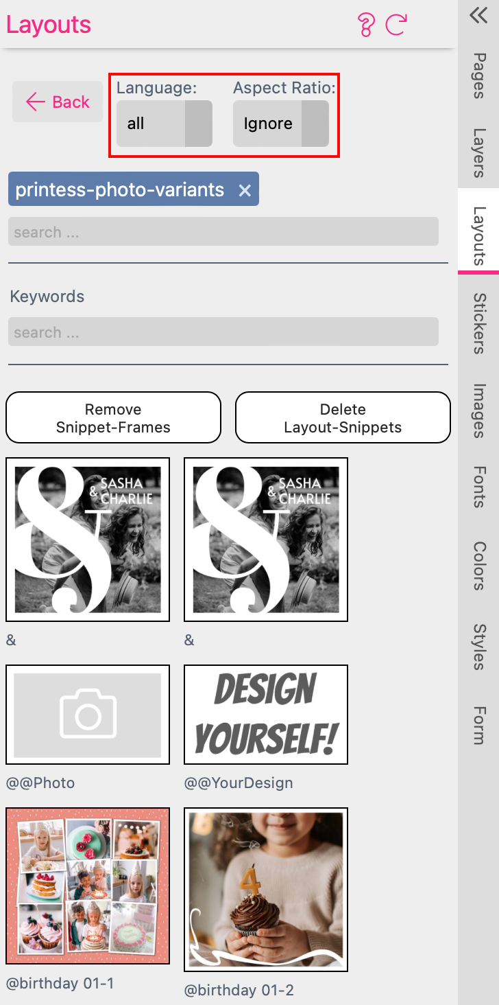 Layout Snippets Menu Filter Language And Aspect Ratio