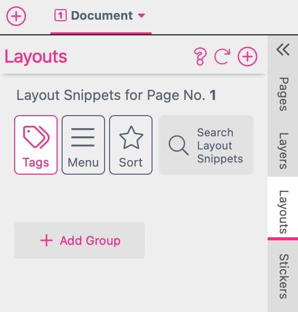 Layouts Tab Resources Panel