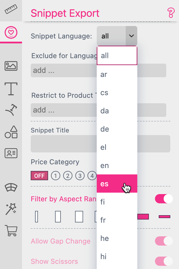Set Layout Snippet Language