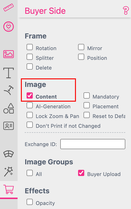 Buyer Side Frame Setting Content