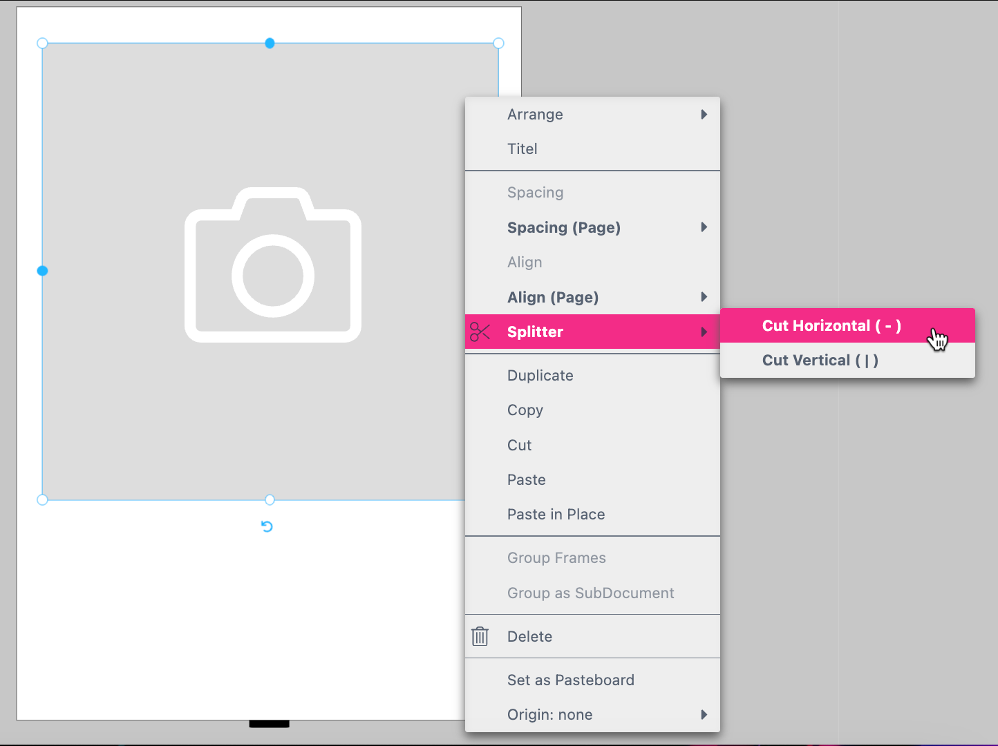 Image Frame Settings Content And Splitter