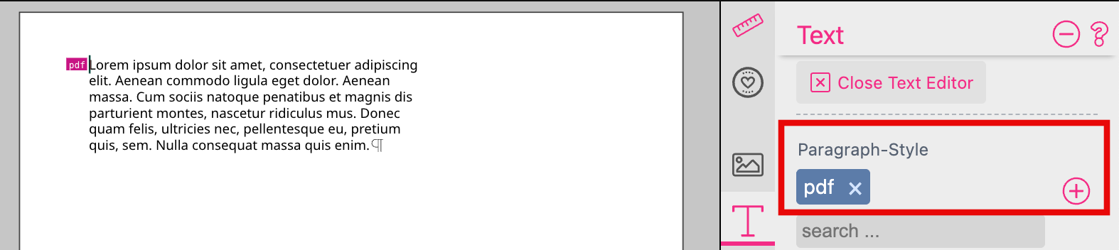 Tag PDF Paragraph Style