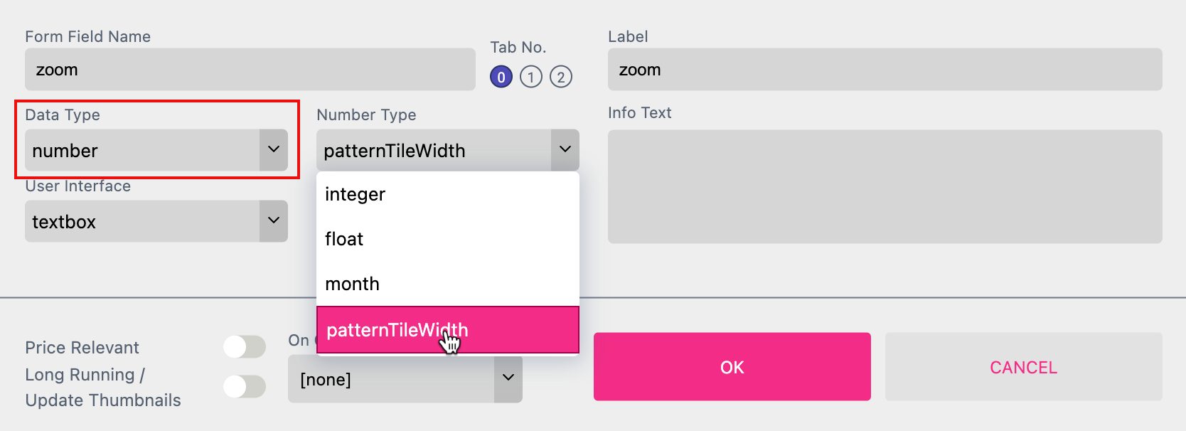 Set Up FF to Number And PatternWidth