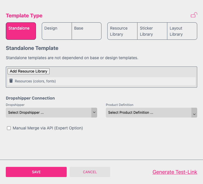 Template Type Menu Standalone